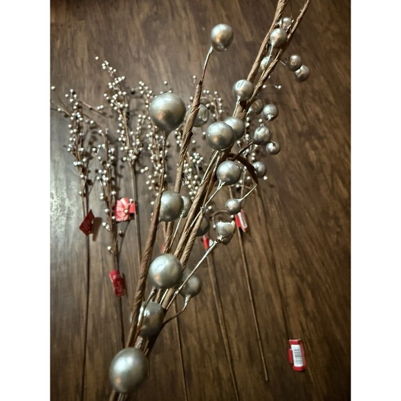 8 Ashland Noel Christmas Stem Brown Branch Silver Tips Decor Arrangement NWT - Picture 2 of 5